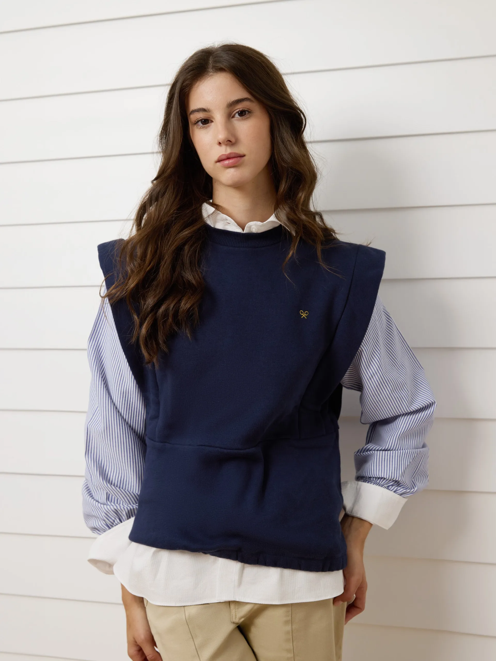 Silbon Sudaderas-Sudadera woman mangas tejidas azul marino Celeste