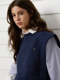 Silbon Sudaderas-Sudadera woman mangas tejidas azul marino Celeste