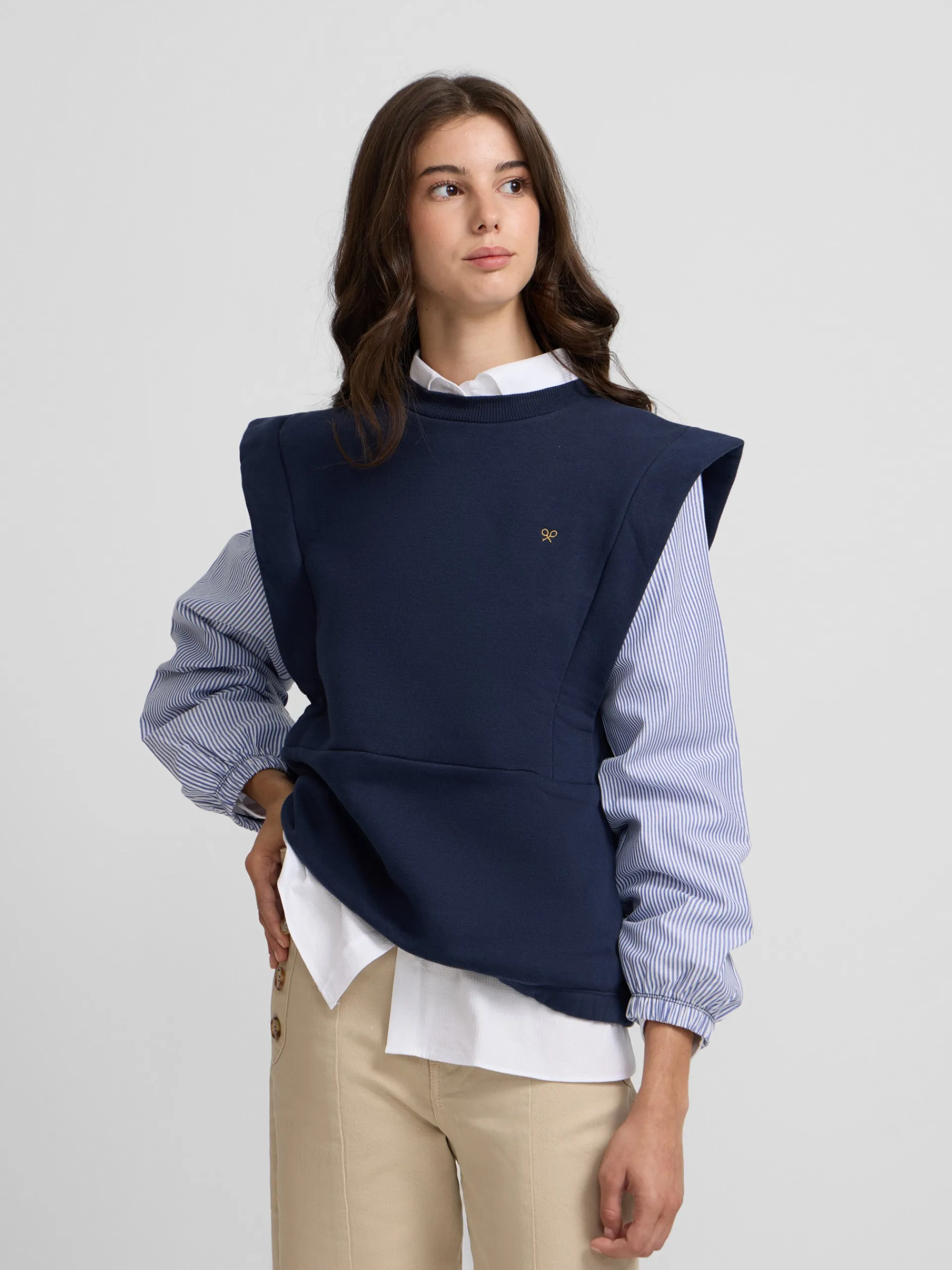 Silbon Sudaderas-Sudadera woman mangas tejidas azul marino Celeste