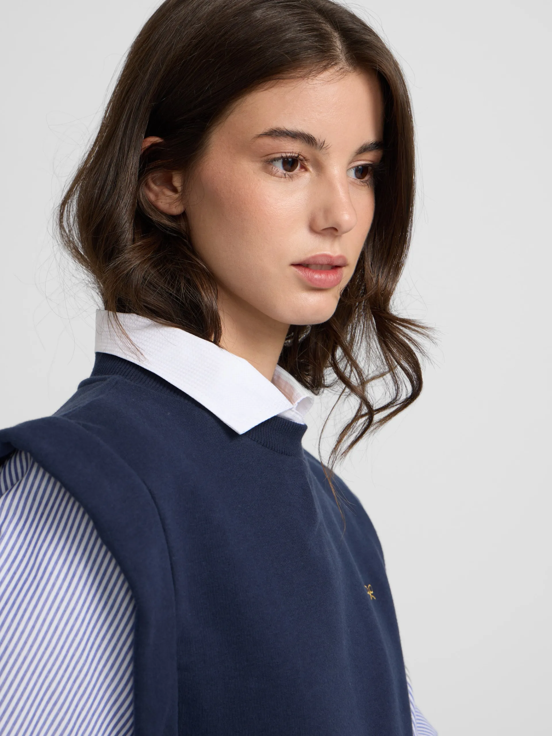 Silbon Sudaderas-Sudadera woman mangas tejidas azul marino Celeste