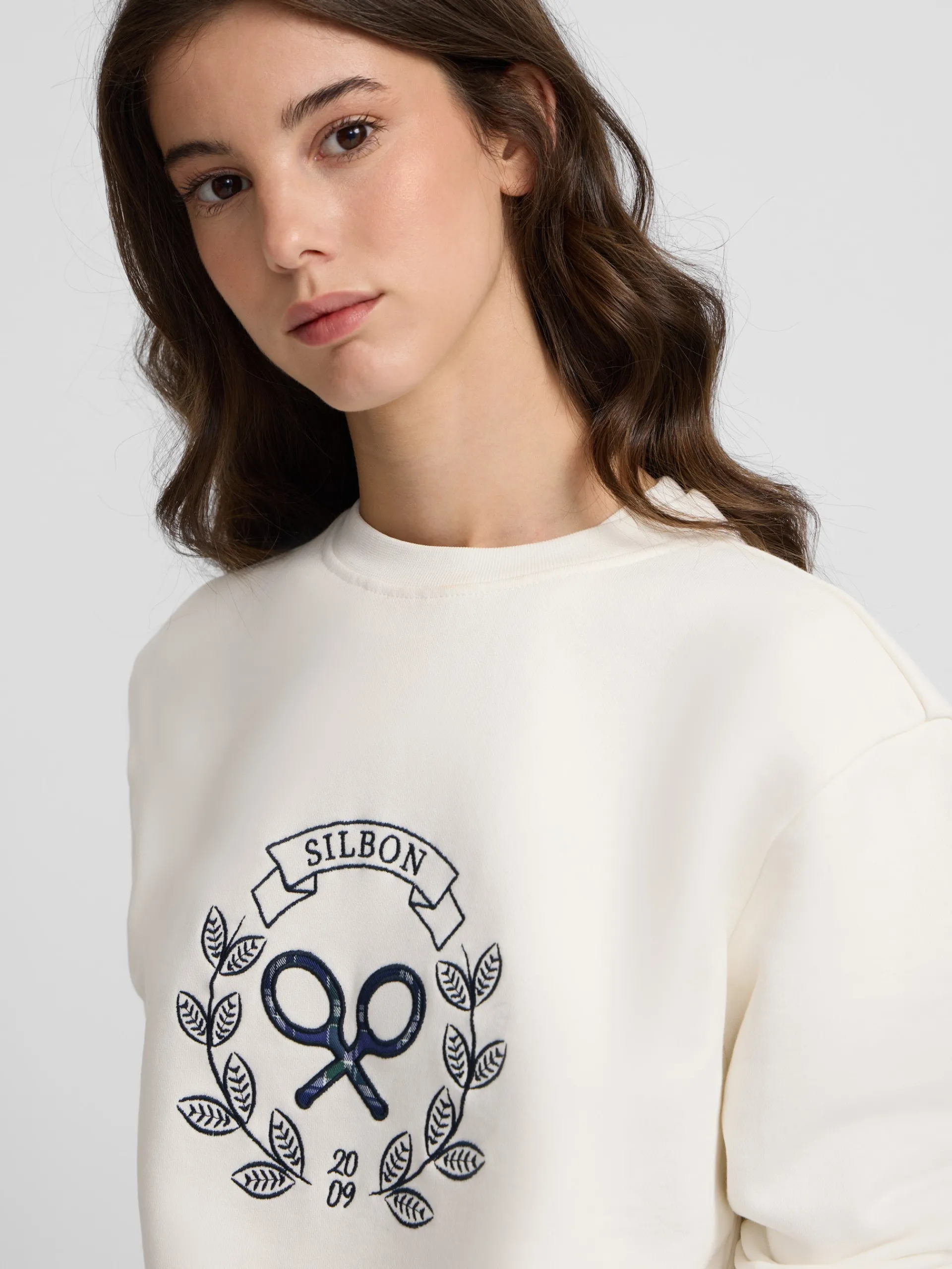 Silbon Sudaderas-Sudadera woman raqueta cuadros cruda Crudo