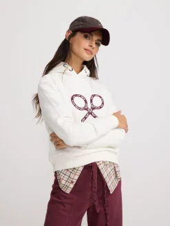 Silbon Sudaderas-Sudadera woman raqueta estampado cruda Crudo