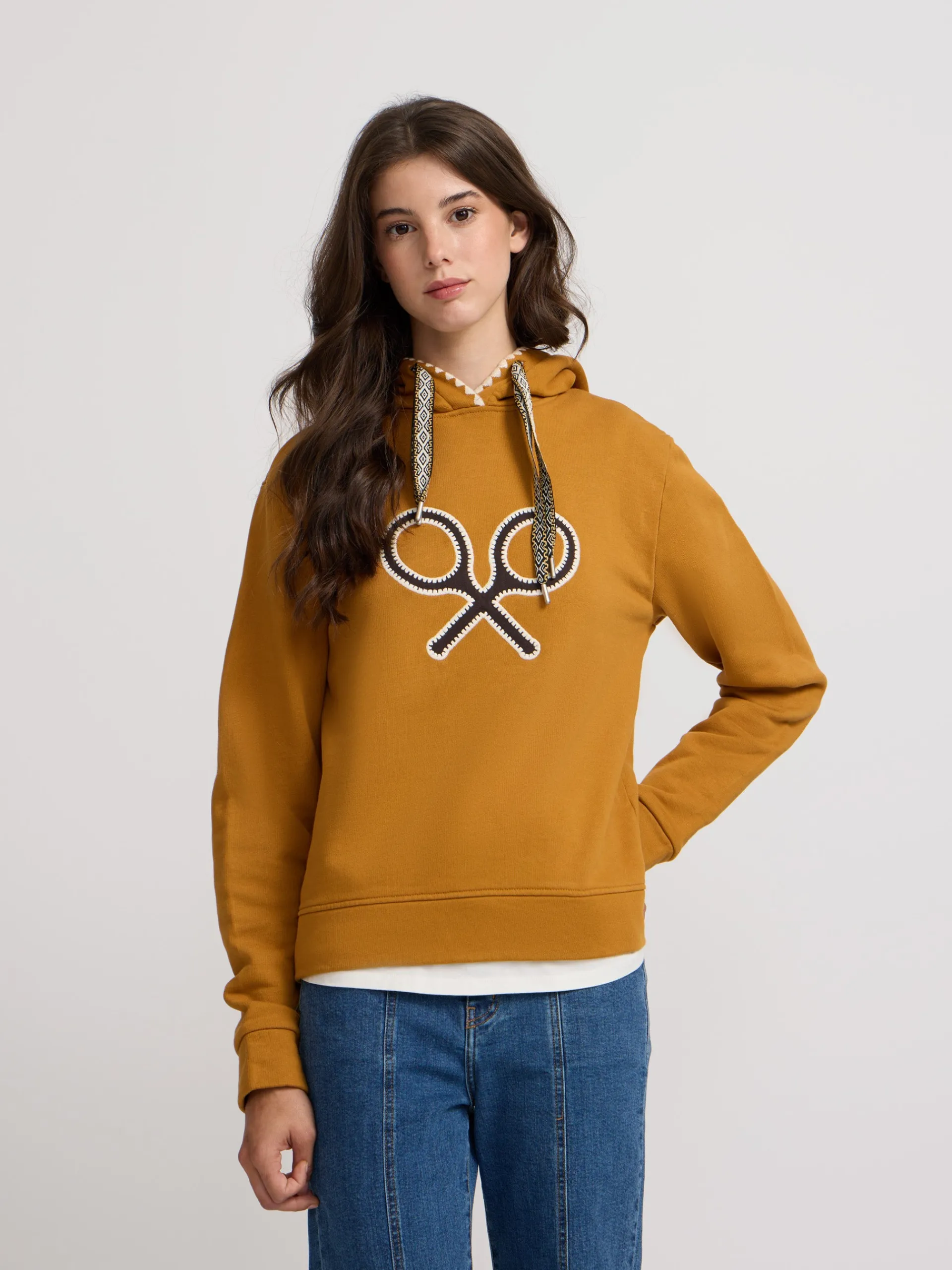 Silbon Sudaderas-Sudadera woman raqueta pespuntes Camel