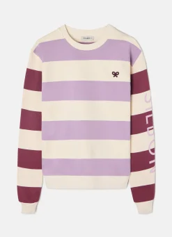 Silbon Sudaderas-Sudadera woman rayas moradas Morado