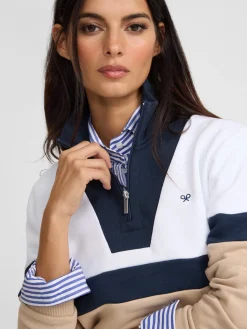 Silbon Sudaderas-Sudadera woman tricolor azul marino y beige Negro&nbsp;y&nbsp;beige