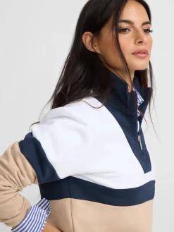 Silbon Sudaderas-Sudadera woman tricolor azul marino y beige Negro&nbsp;y&nbsp;beige