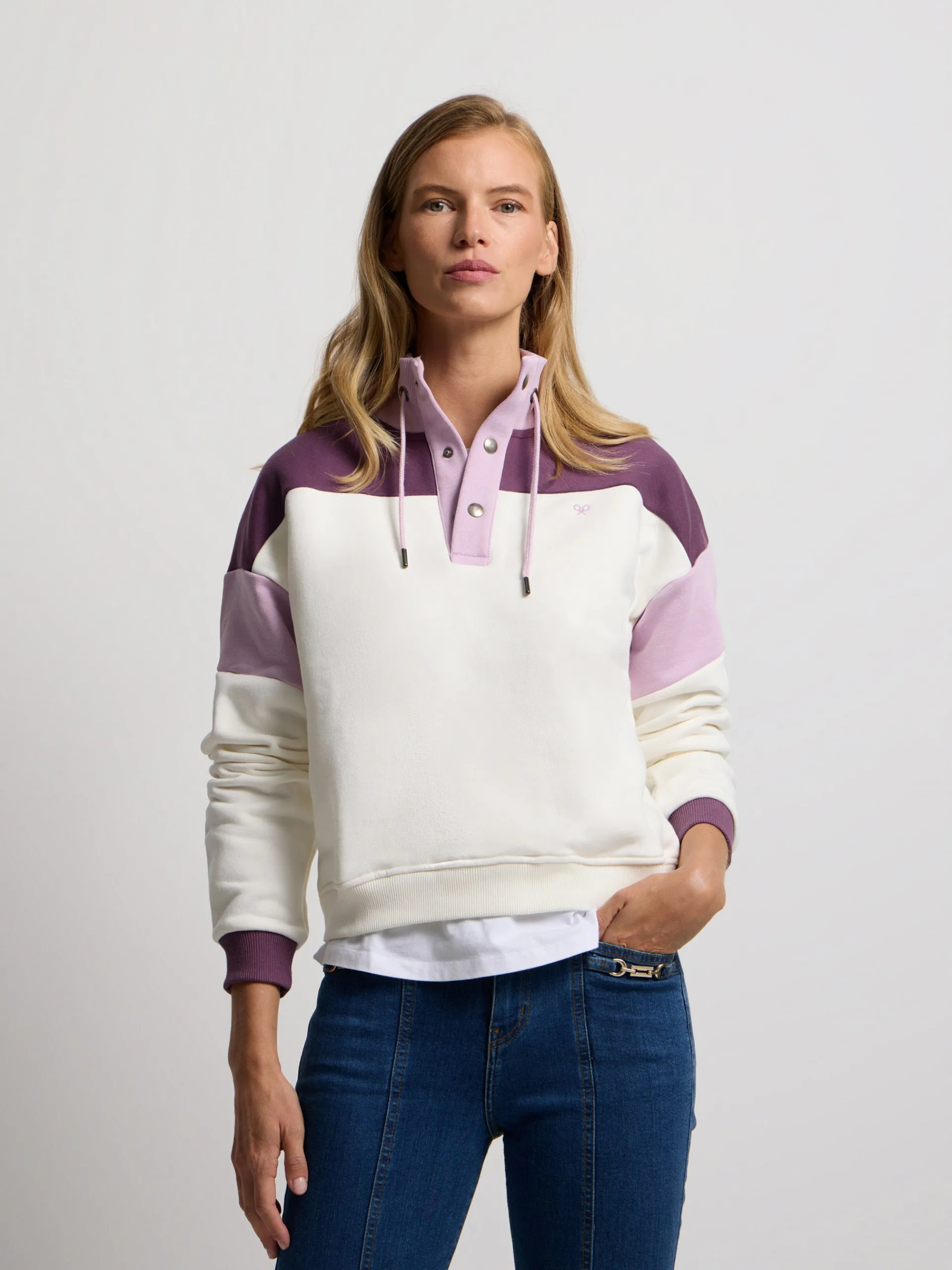 Silbon Sudaderas-Sudadera woman tricolor cuello botones Morados