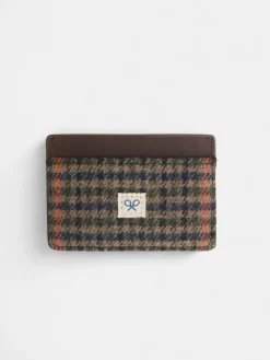 Silbon Pequeña Marroquinería·Carteras Y Tarjeteros-Tarjetero piel tejido cuadros Marron