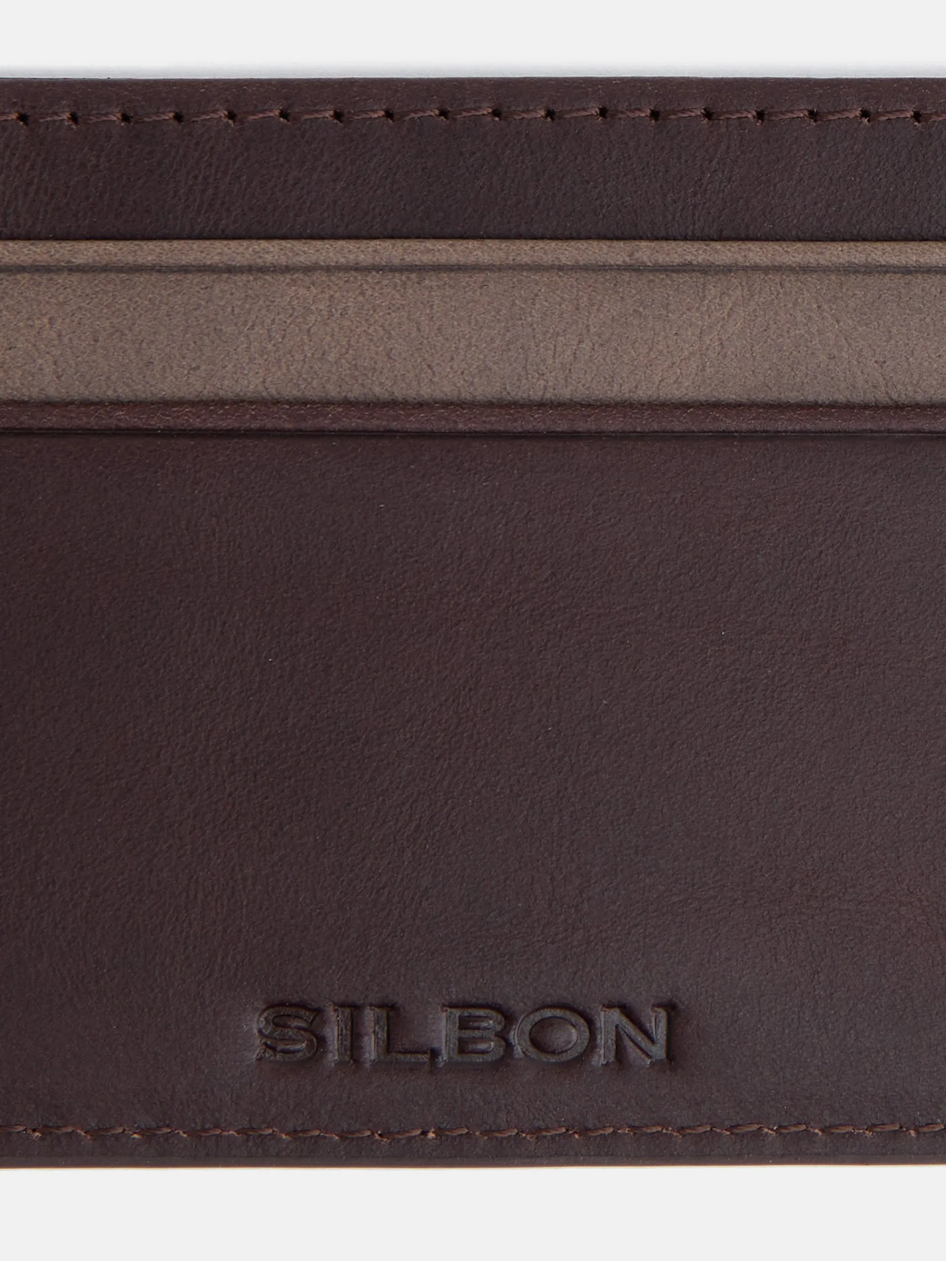 Silbon Pequeña Marroquinería·Carteras Y Tarjeteros-Tarjetero piel tricolor Marrón