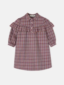 Silbon Vestidos Y Faldas-Vestido girl volante cuadros morados y s Rosa