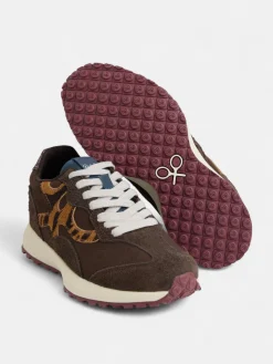 Silbon Calzado-Zapatilla RACKETS09 animal print Marrón