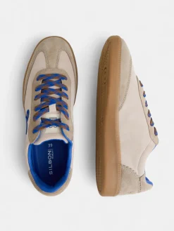 Silbon Calzado-Zapatilla raqueta beige y Azul